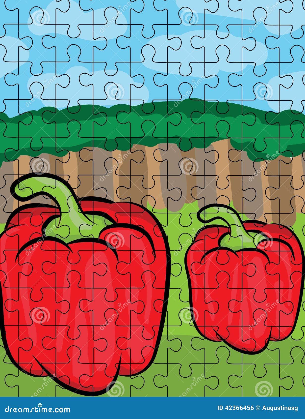Cartoon Pepper Puzzle Pattern Stock Illustration Illustration of
