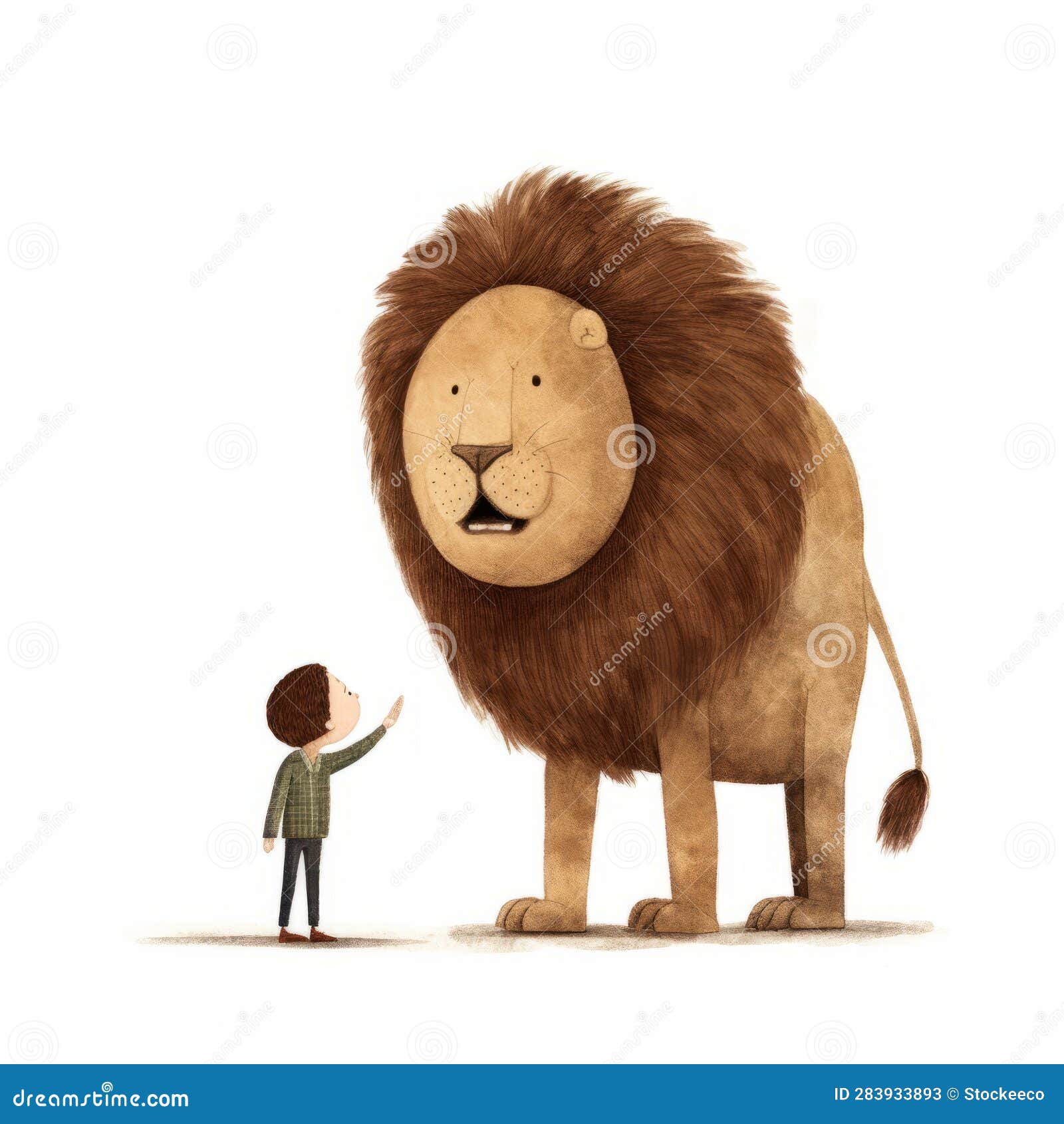 Cartoon Person Talking To Lion: Gabriel Pacheco Style Illustration ...