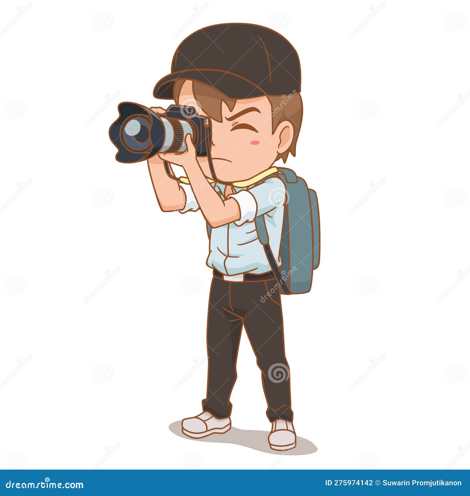 Cartoon photographer. stock vector. Illustration of photographer