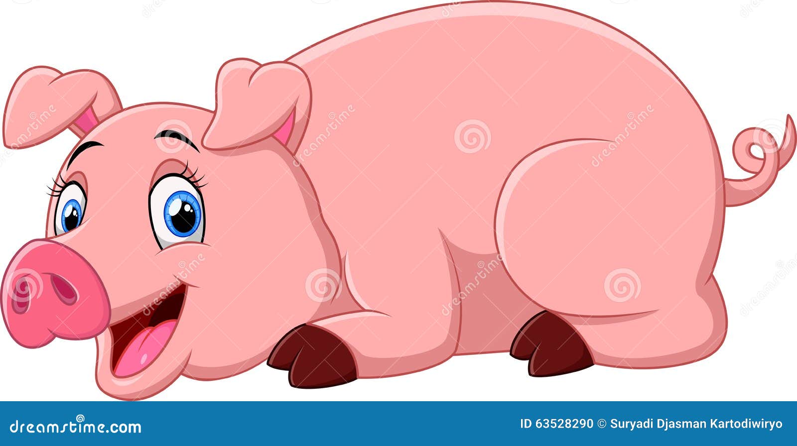 Cartoon pig lay down stock vector. Illustration of pink 63528290
