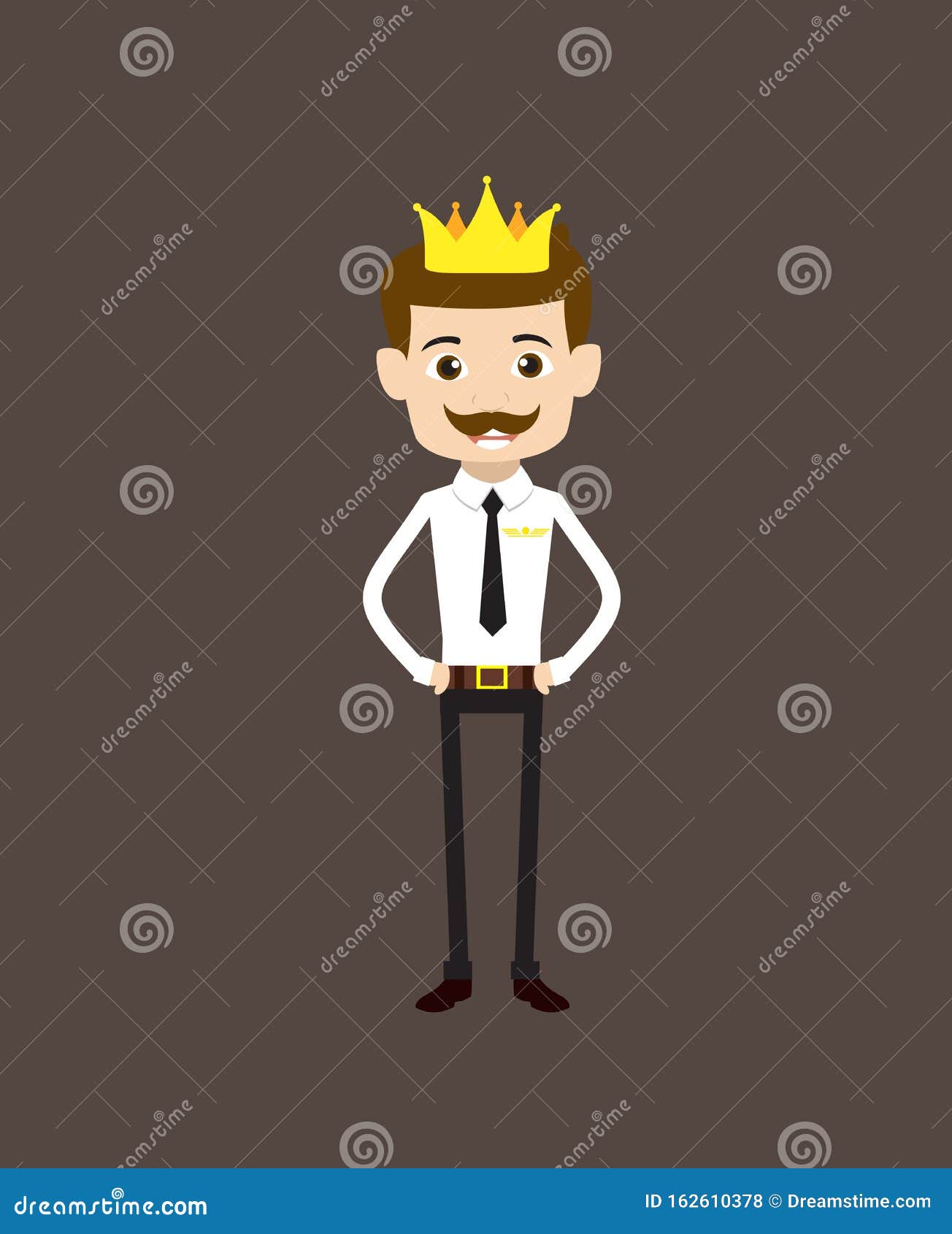 Cartoon Pilot Flight Attendant Tragen Einer Krone Vektor Abbildung