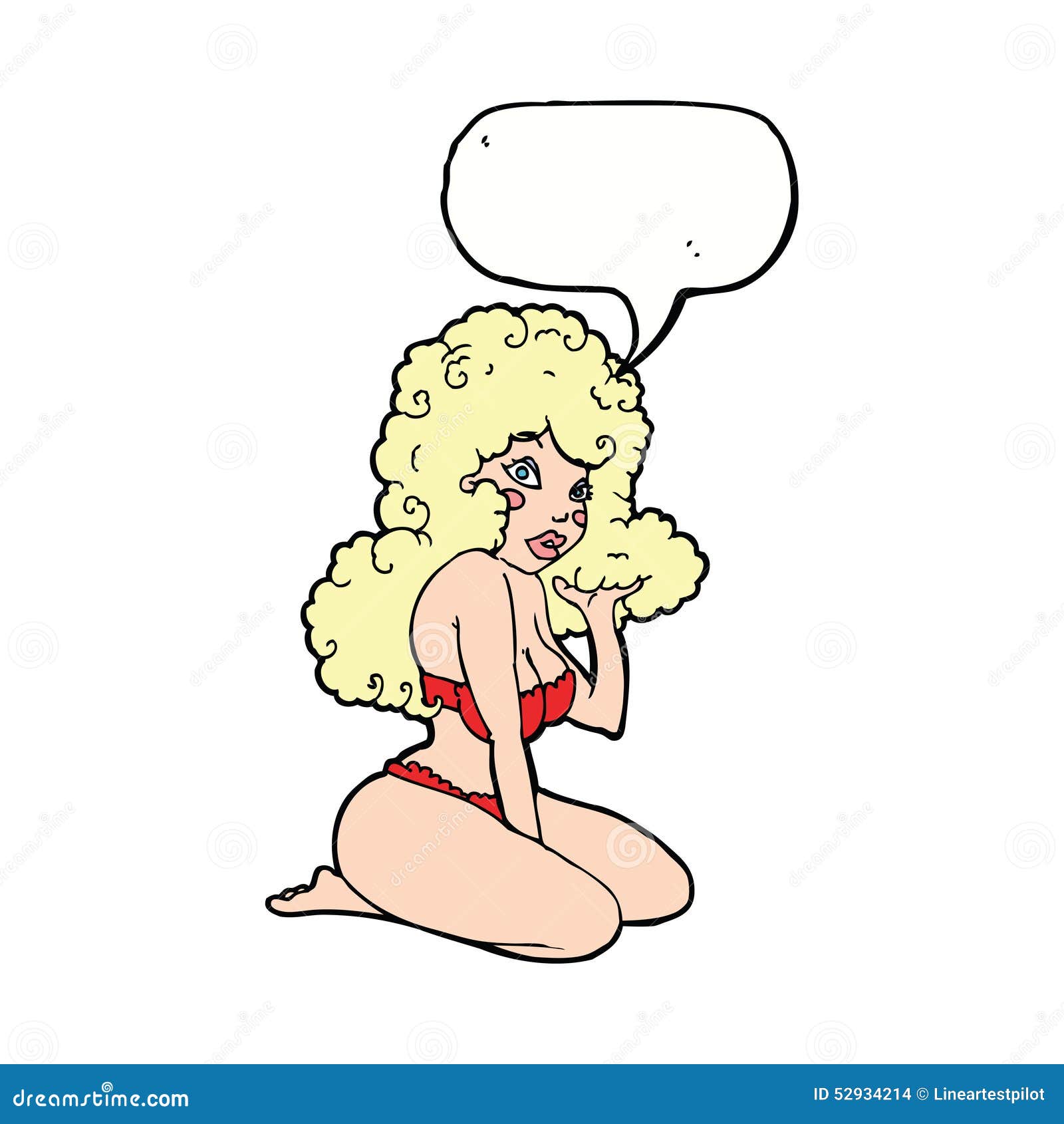 Cartoon Pin Up Girl With Speech Bubble Stock Illustration Illustration Of Drawing Model 52934214