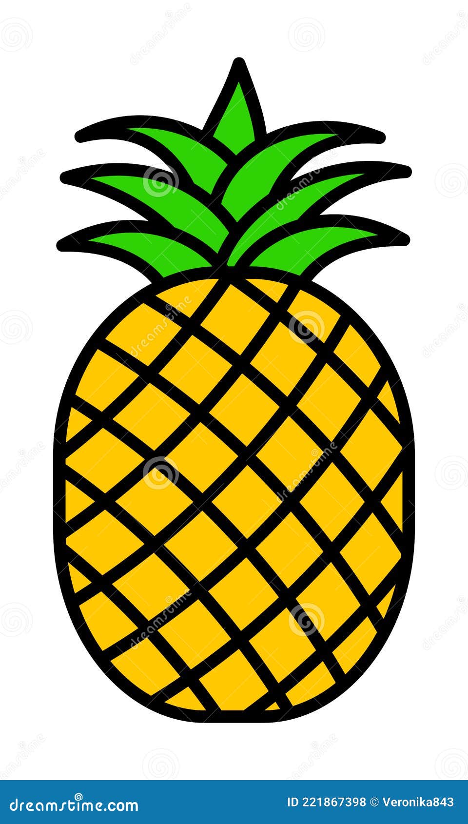 Pineapple fruit cartoon colored clipart Royalty Free Vector