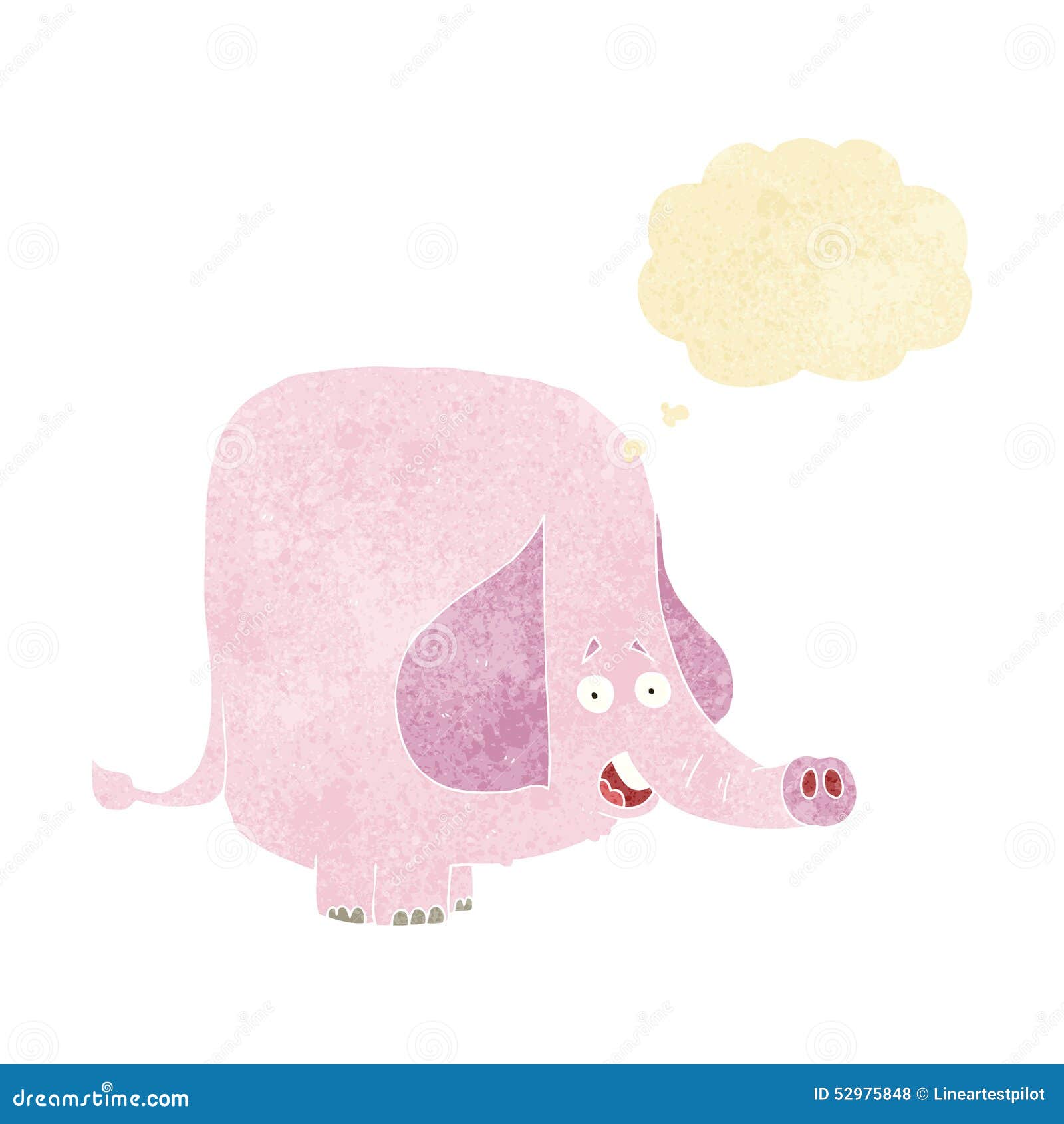 Cartoon Pink Elephant with Thought Bubble Stock Illustration