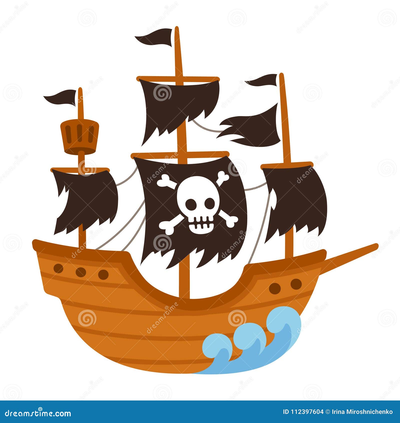 Pirate Ghost Ship Cartoon Vector Illustration | CartoonDealer.com ...