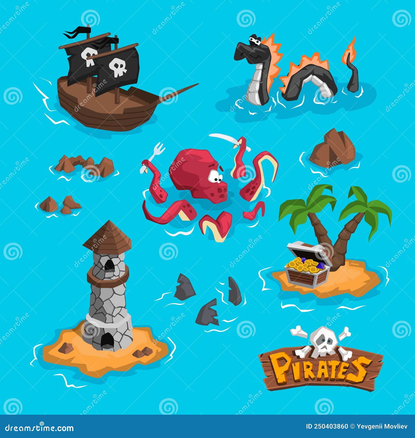 Cartoon Pirate Map. Nursery Characters of Caribbean Journey. Isometric Art with Ocean Monsters Stock Vector - Illustration of world, travel: 250403860 Cartoon Pirate Map. Nursery Characters of Caribbean Journey. Isometric Art with Ocean Monsters Stock Vector - Illustration of world, travel: 250403860