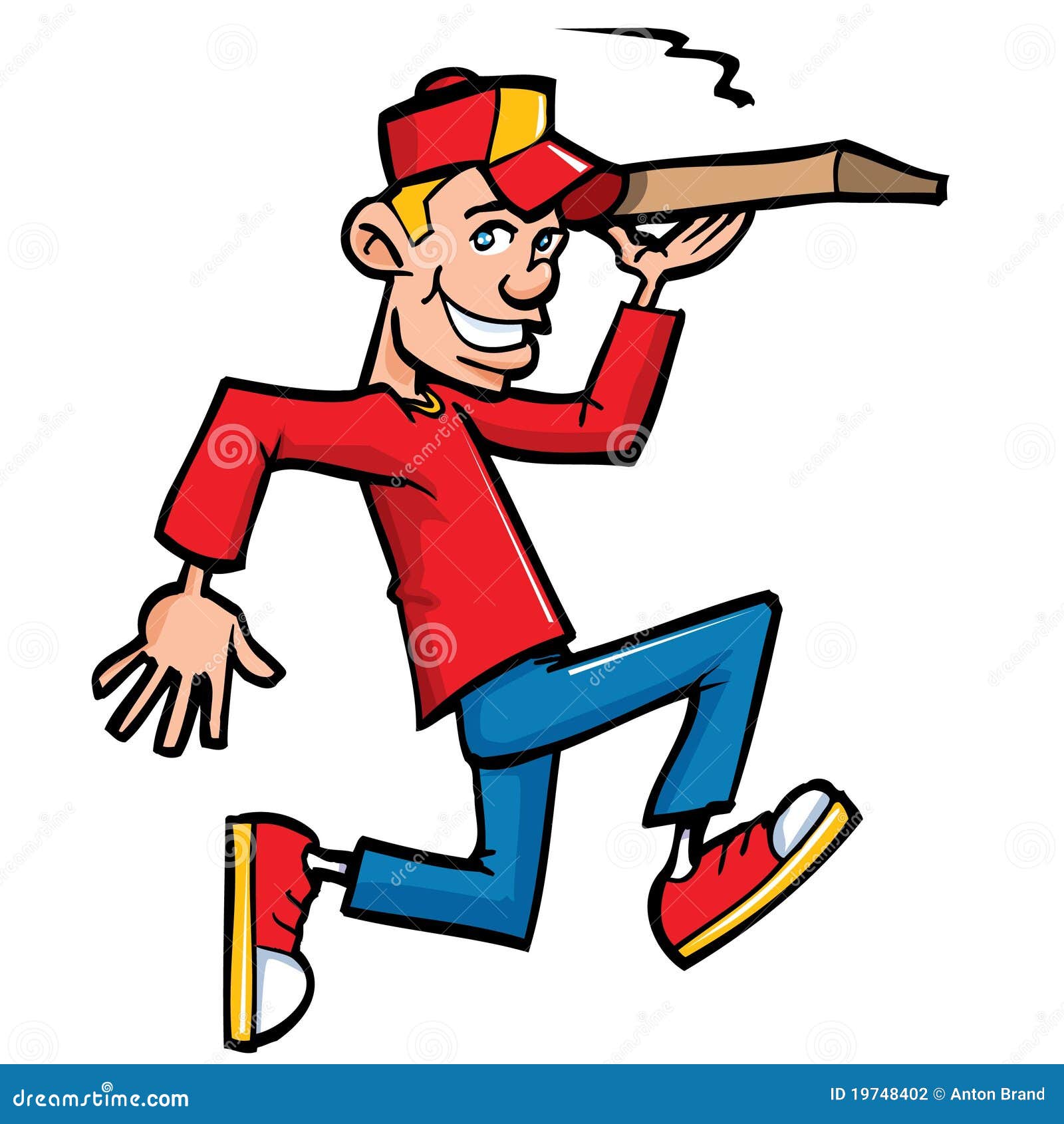 Cartoon of Pizza Running Delivery Boy Stock Vector - Illustration of  teenage, painting: 19748402