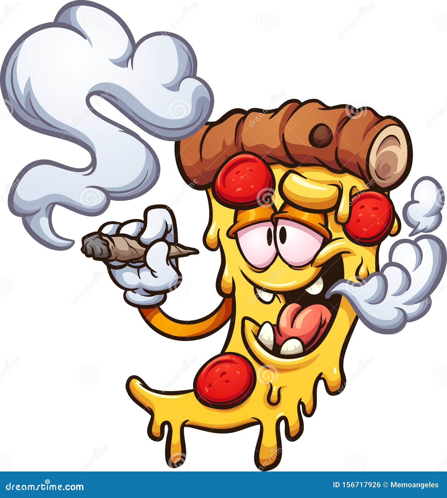 cartoon pizza smoking a marijuana joint