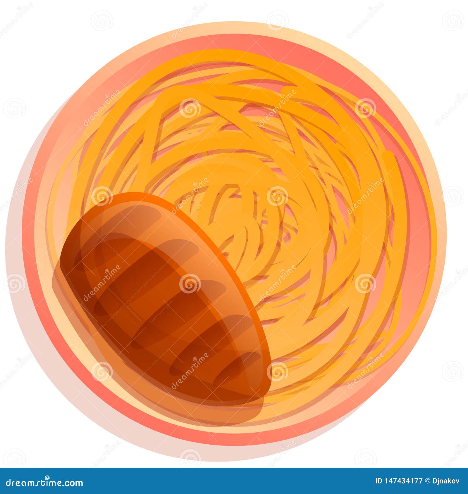 Cartoon plate with pasta stock illustration. Illustration of side