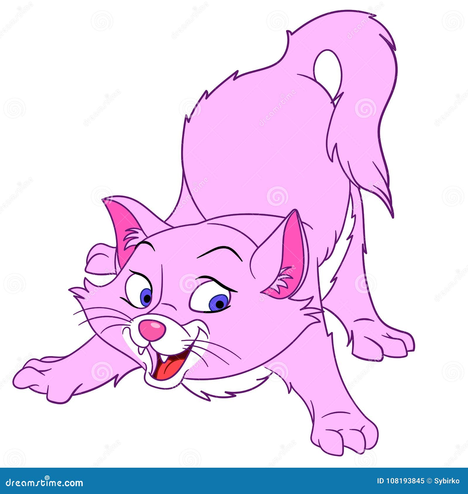 Cartoon Playful Pink Cat Stock Vector Illustration Of Freehand Cartoon Playful Pink Cat Stock Vector Illustration Of Freehand