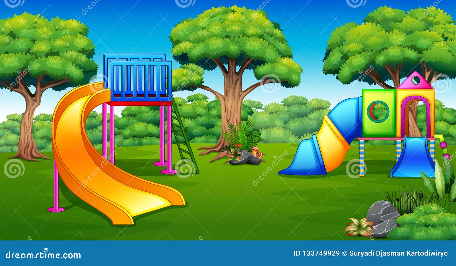 Cartoon of Playground in the Garden Stock Vector - Illustration of  environment, public: 133749929