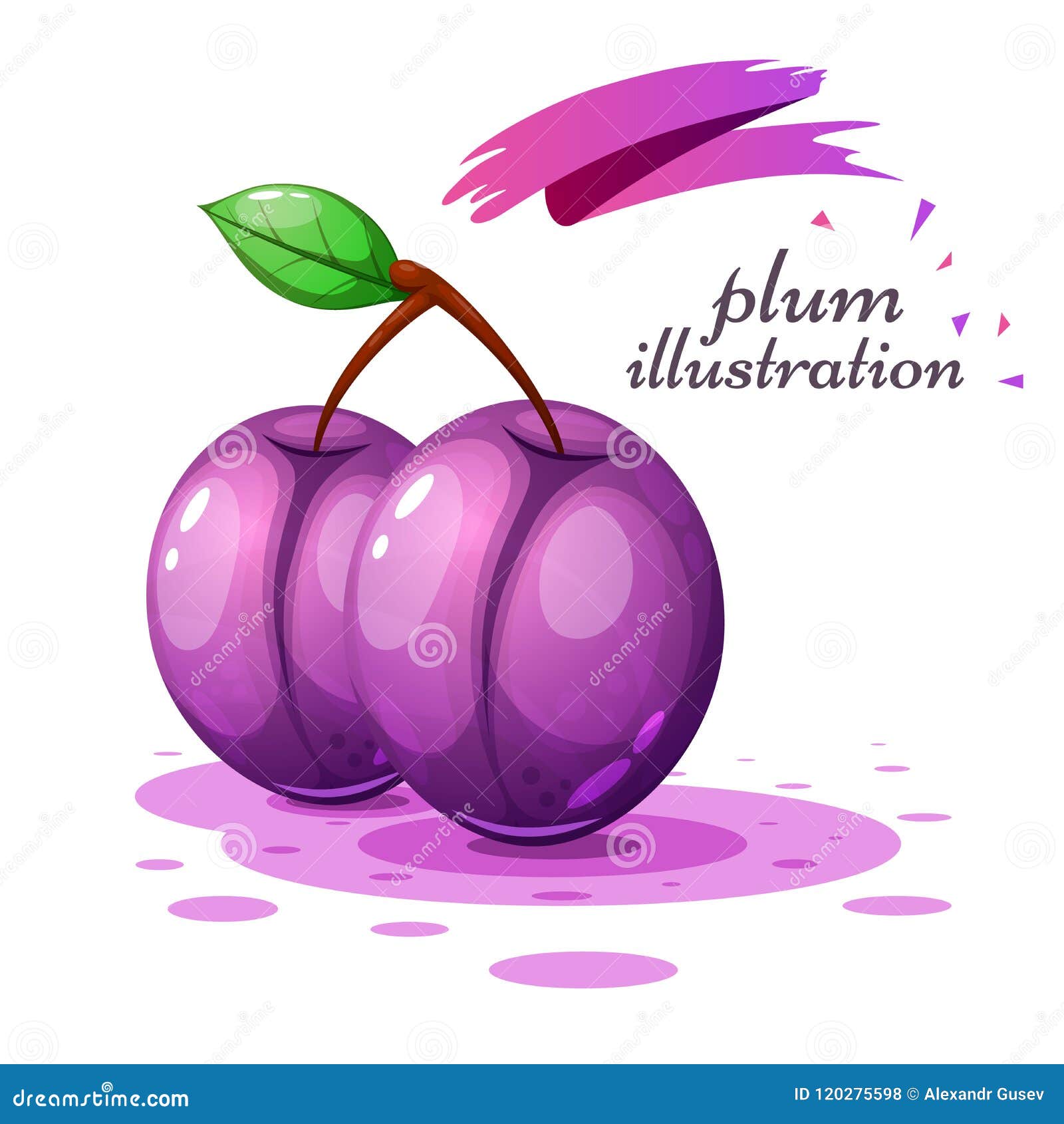 Cartoon Plum Illustration on the Grey Background Stock Vector ...