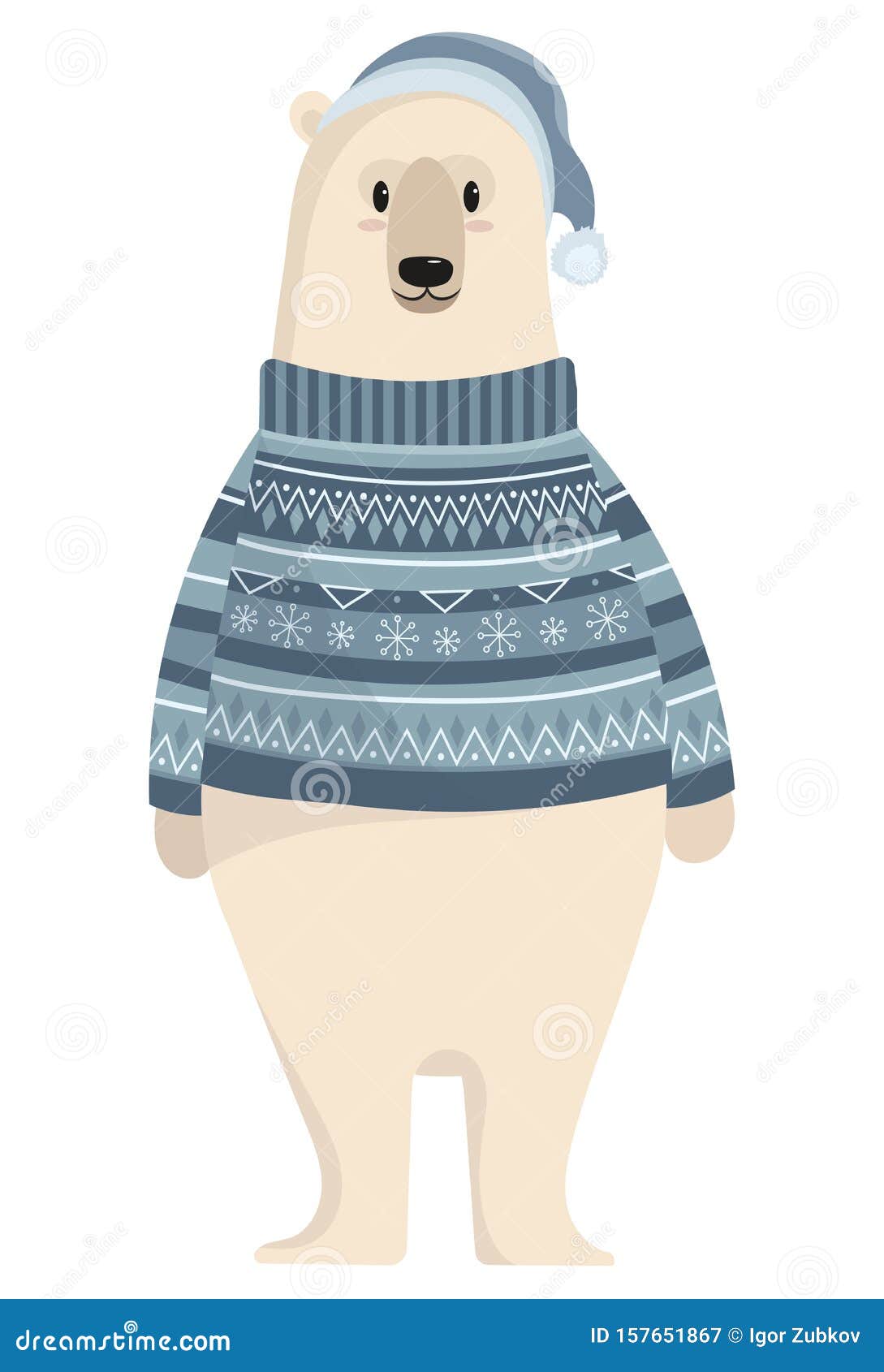 Cartoon Polar Bear. Cute Polar Bear in a Sweater. Vector Illustration for  Kids. Christmas Illustration. Stock Vector - Illustration of jumper, happy:  157651867
