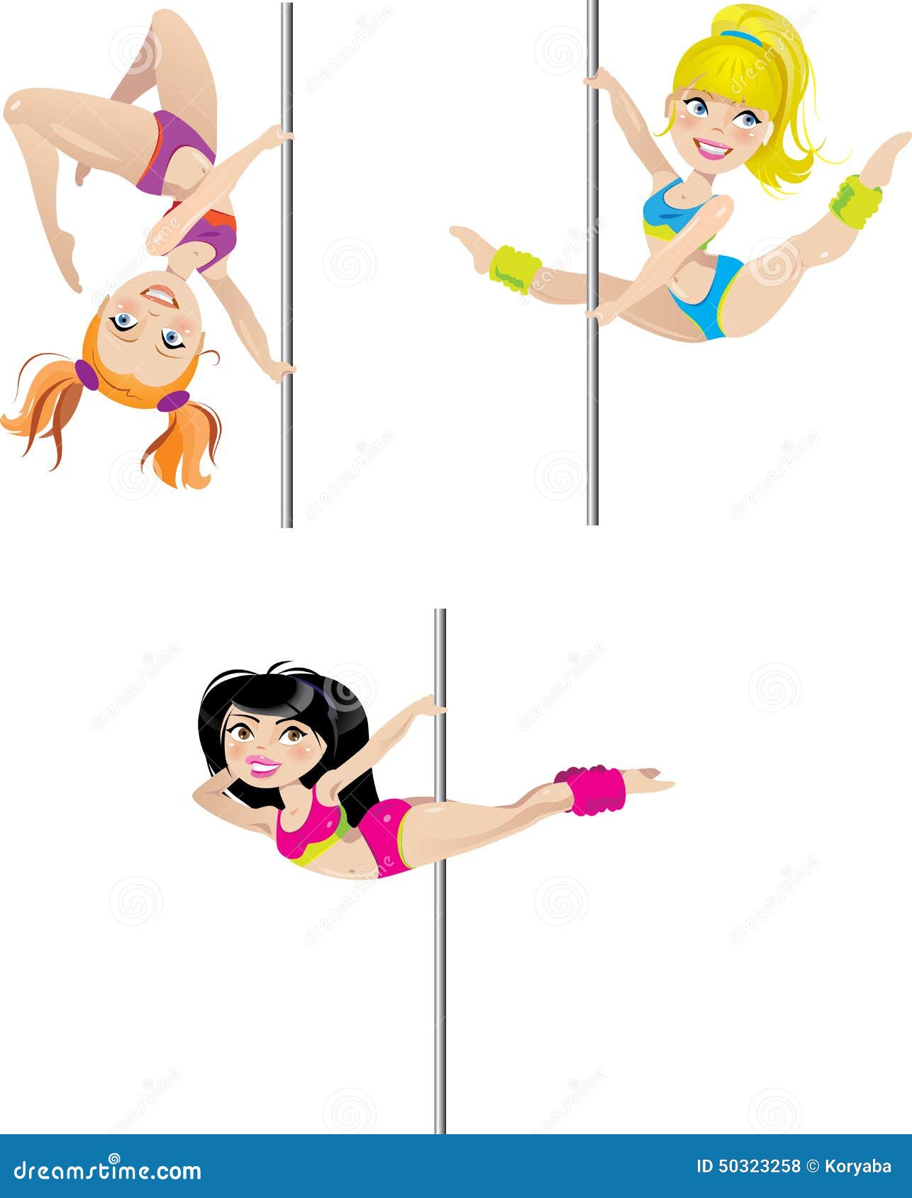 1286px x 1690px - Cartoon pole dancers stock vector. Illustration of trick - 50323258