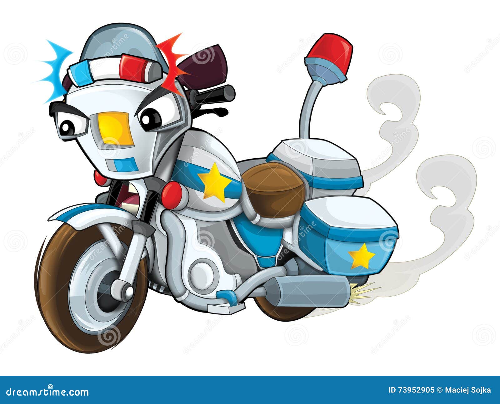 Cartoon Police Motorbike - Isolated Stock Illustration - Illustration of  emergency, chase: 73952905