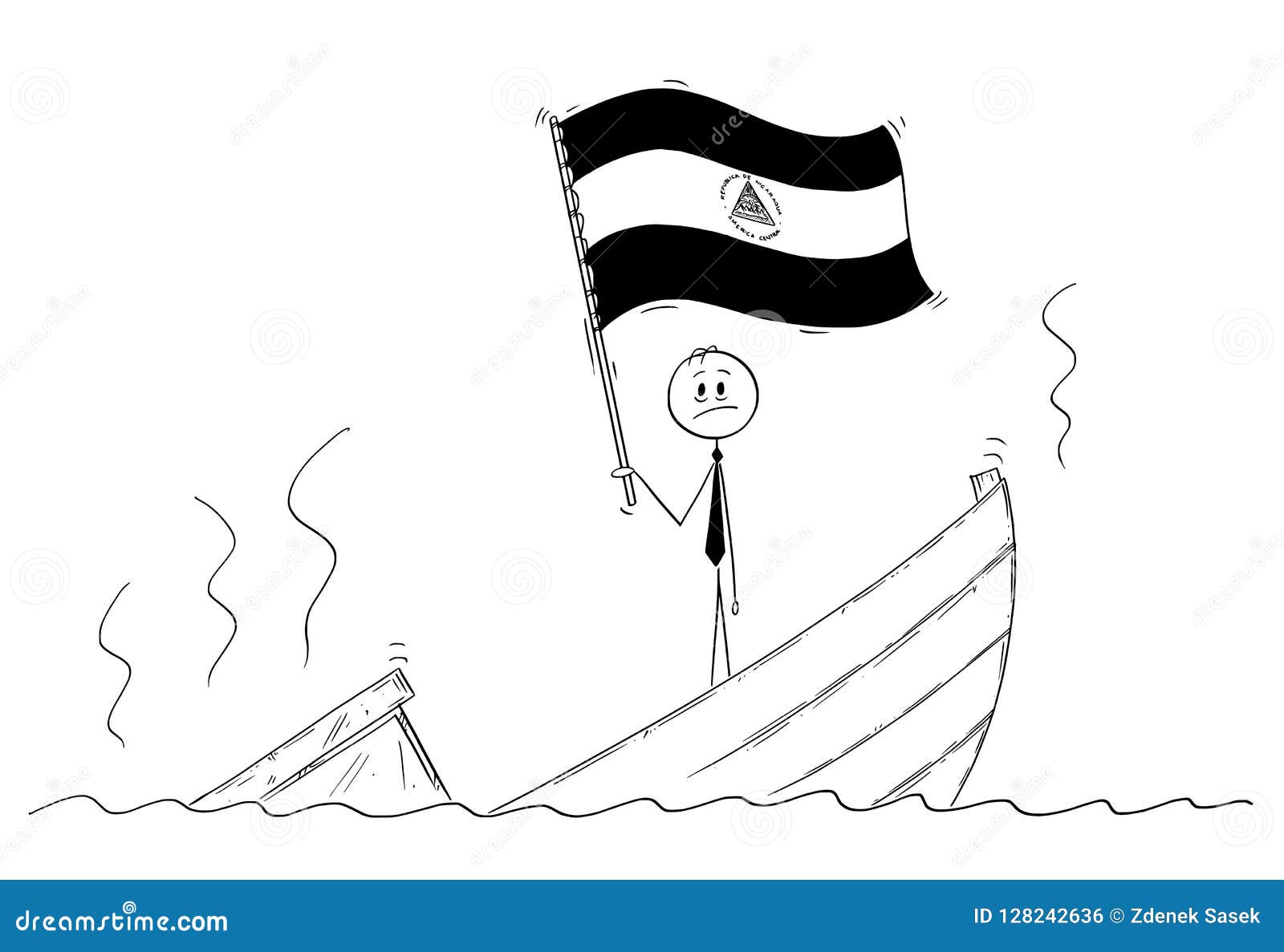 Cartoon Of Politician Standing Depressed On Sinking Boat