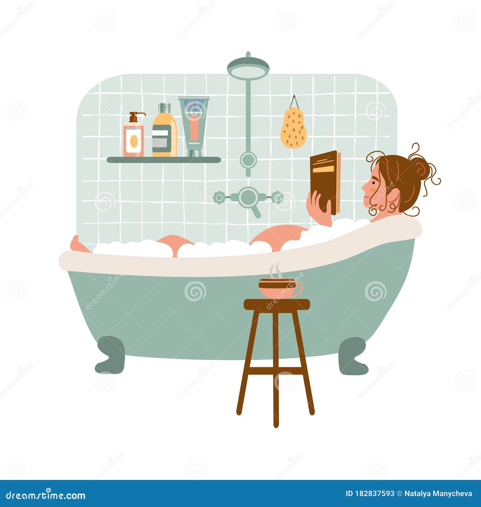 Pregnant wife taking a bath