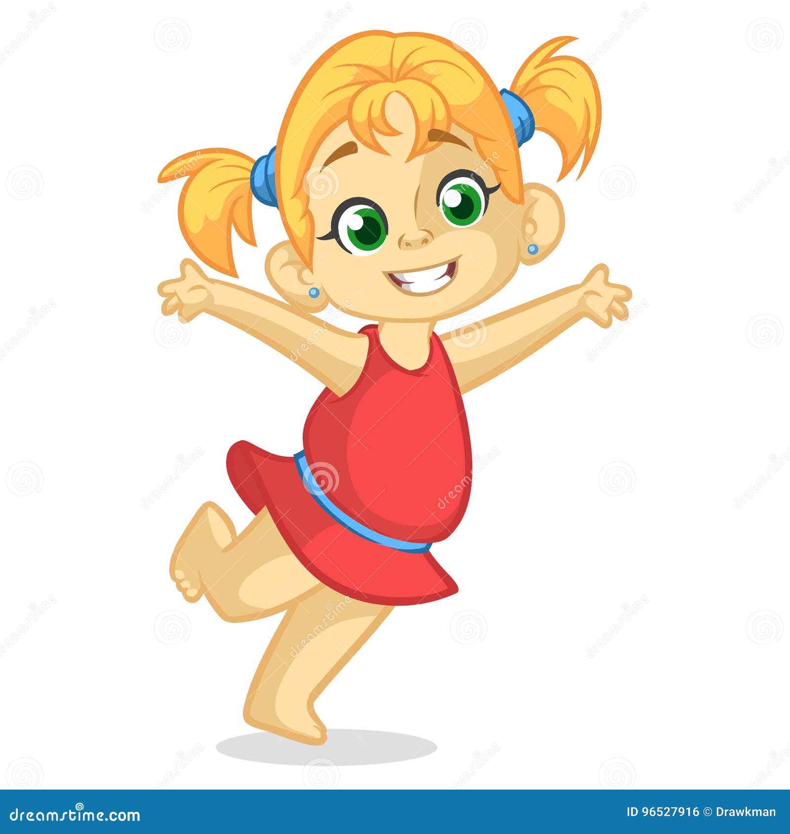 Cartoon Pretty Girl. Vector Illustration of a Cute Little Girl. Pretty Kids  or Children Stock Vector - Illustration of beautiful, female: 96527916