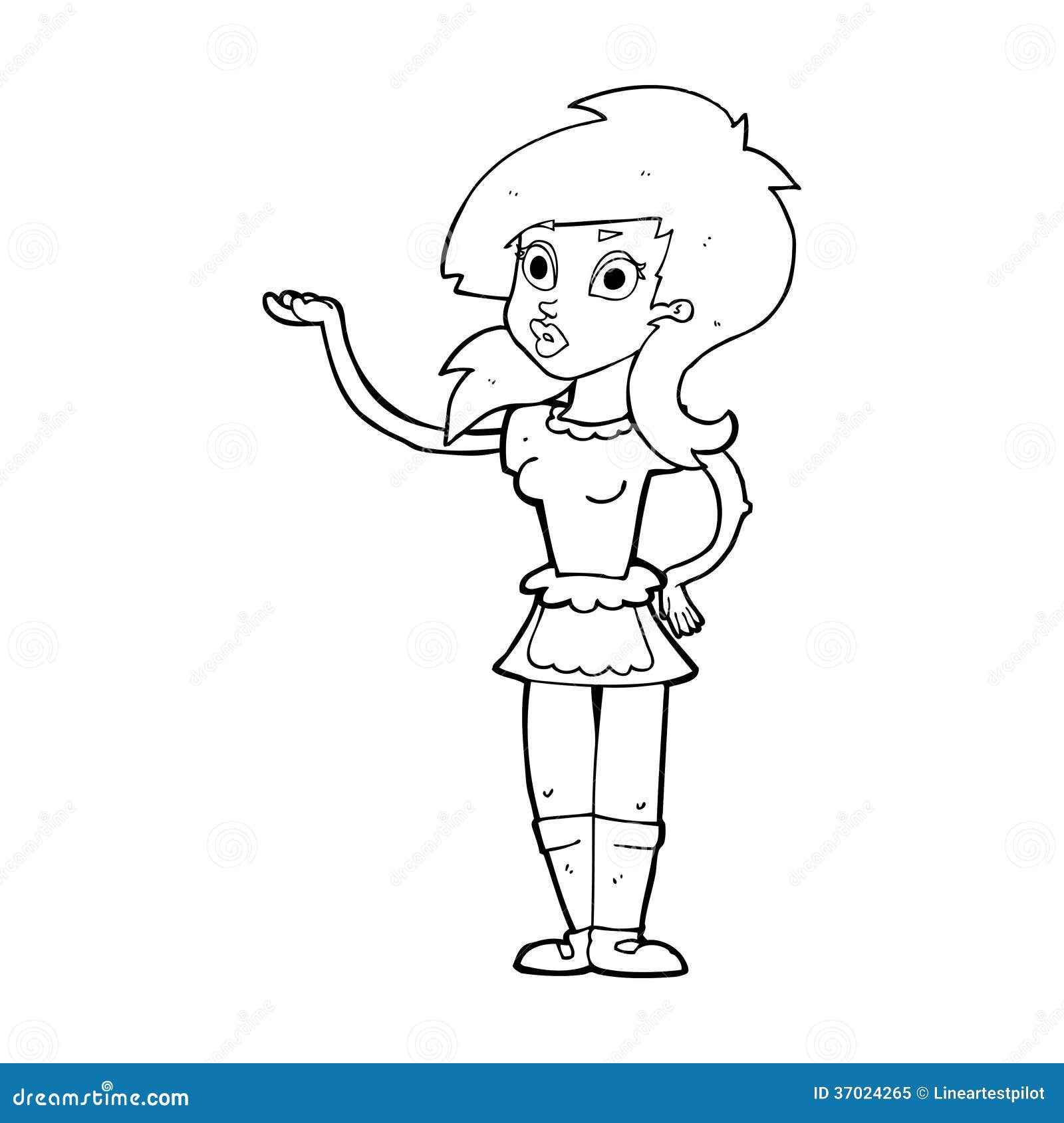 Cartoon pretty waitress stock illustration. Illustration of drawing