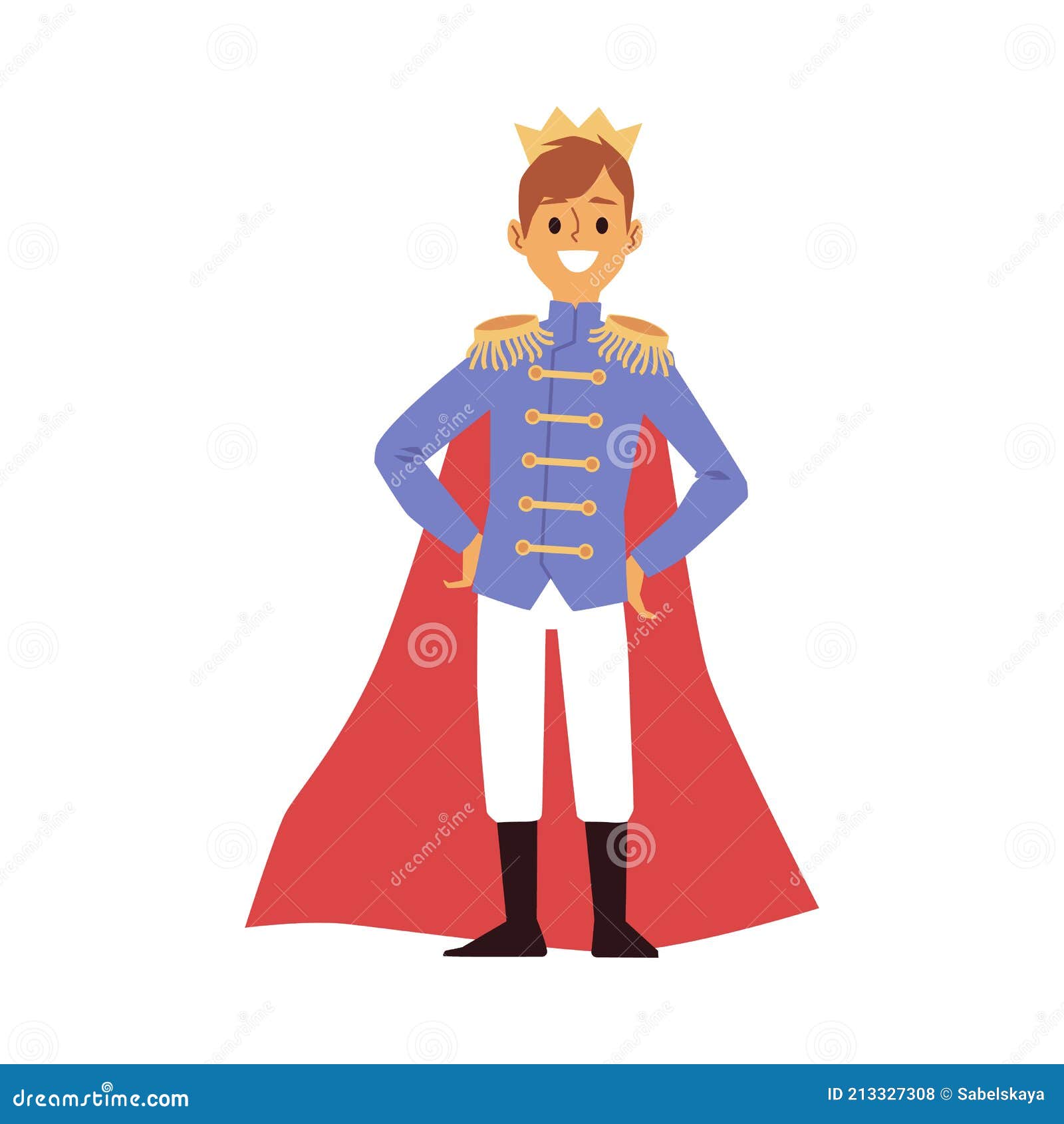 Cartoon Prince in Crown and Royal Costume with Red Cape Stock Vector -  Illustration of kingdom, cute: 213327308