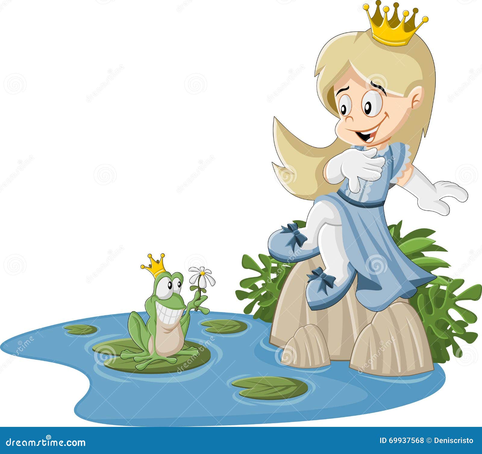 Cartoon princess and frog stock vector. Illustration of girl - 69937568