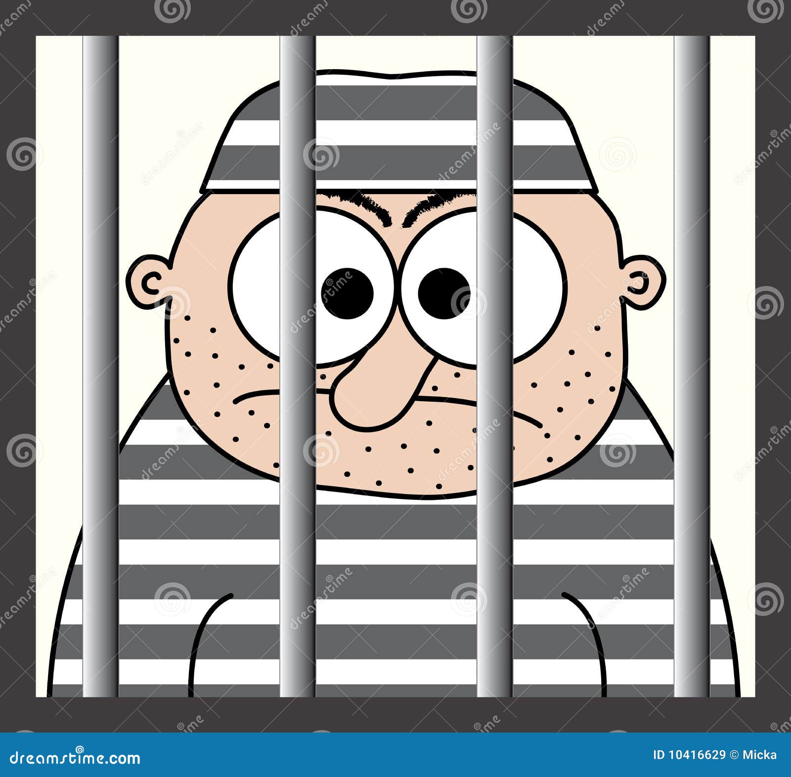Cartoon Prisoner Behind Bars Stock Illustration - Illustration of cage,  eyes: 10416629