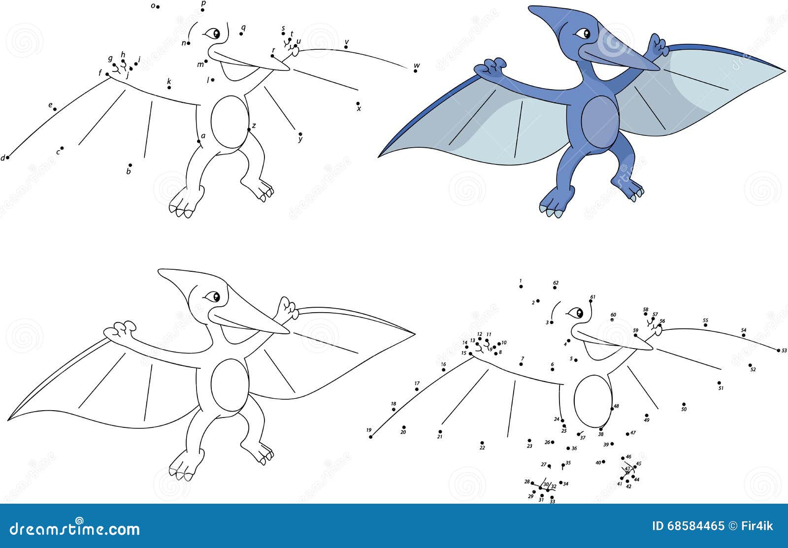 Cartoon Pterodactyl Dot To Dot Stock Photo 45674160