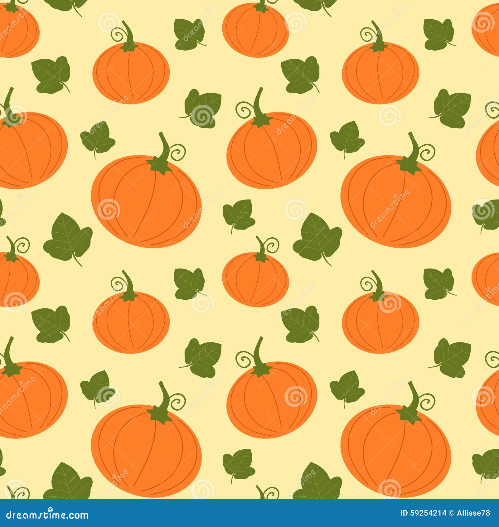 Cartoon Pumpkin with Leaves Seamless Pattern Background Illustration Stock  Vector - Illustration of colorful, backdrop: 59254214