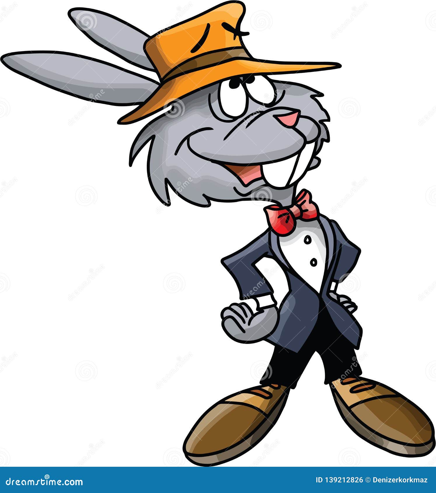 Cartoon Rabbit Going To Gambling Party Vector Illustration Stock Vector ...