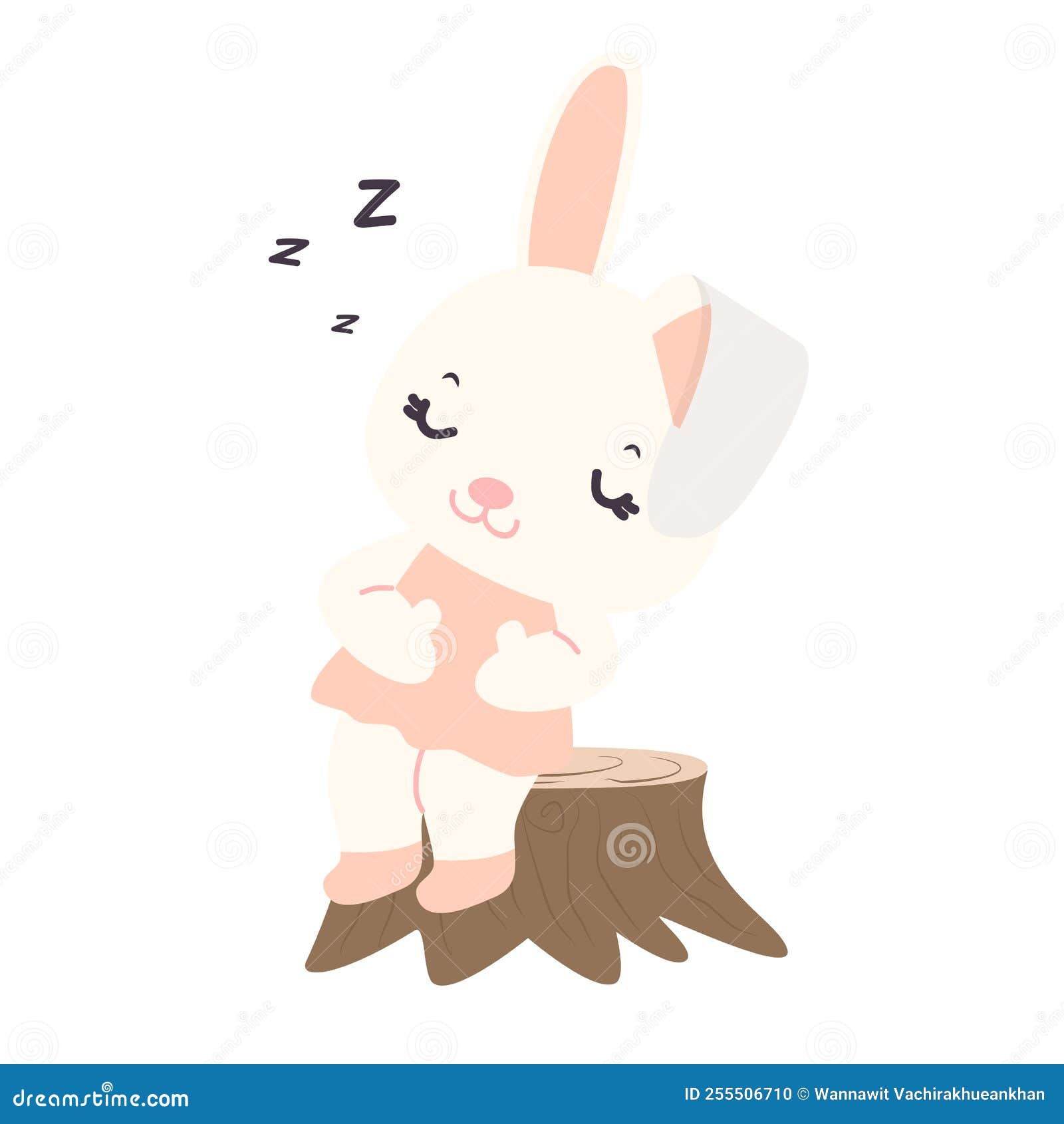 Cartoon Rabbit Sleeping Under Tree Stock Vector Illustration of comic