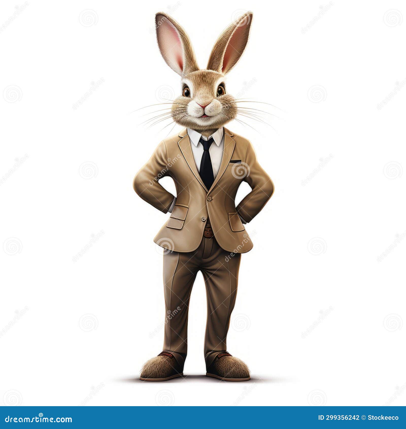 streetwise rabbit in suit and tie: a hyper-detailed rendering