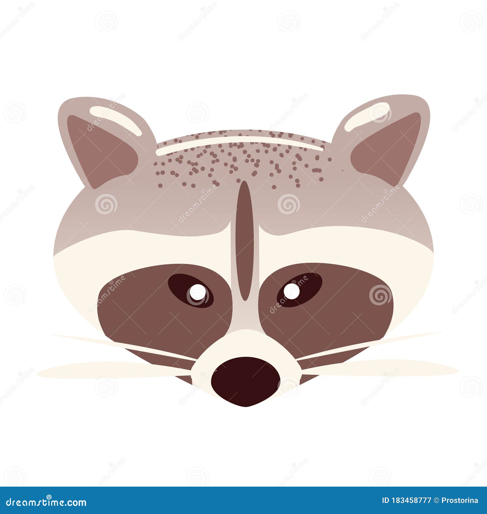 Cartoon Raccoon Face in Flat Style on White Background. Animal Character  Sticker Stock Vector - Illustration of character, animal: 183458777