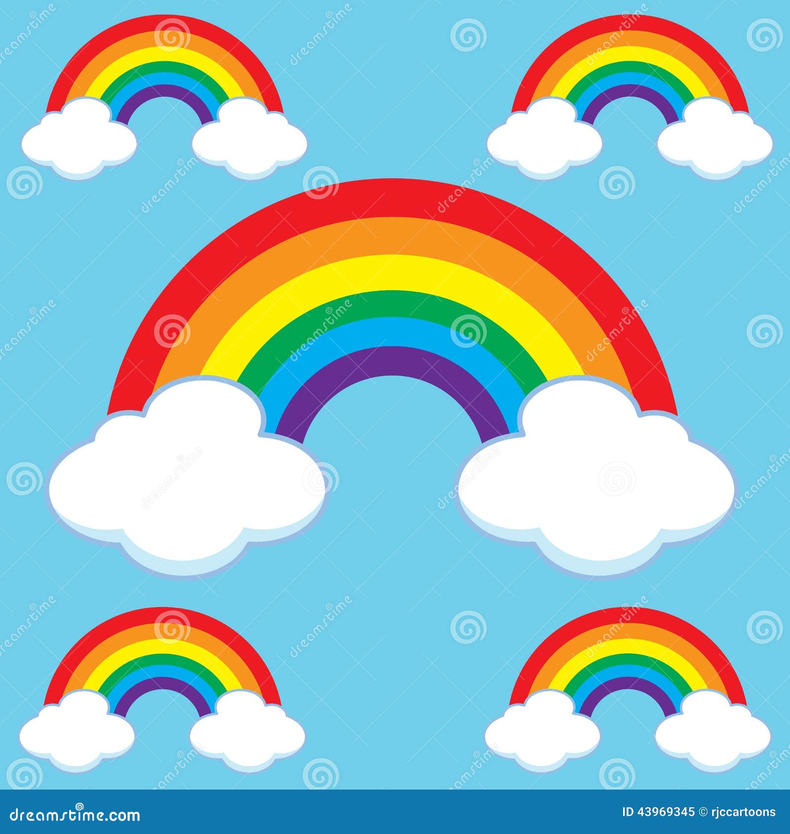 Cartoon Rainbows and Clouds Set Stock Vector - Illustration of clouds,  collection: 43969345