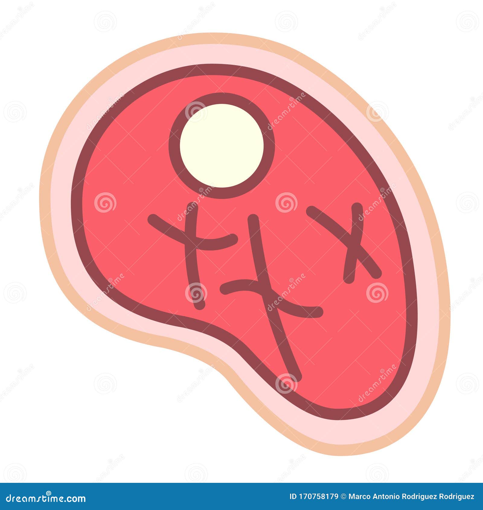 Cartoon Raw Steak Emoji Icon Isolated Stock Illustration Illustration