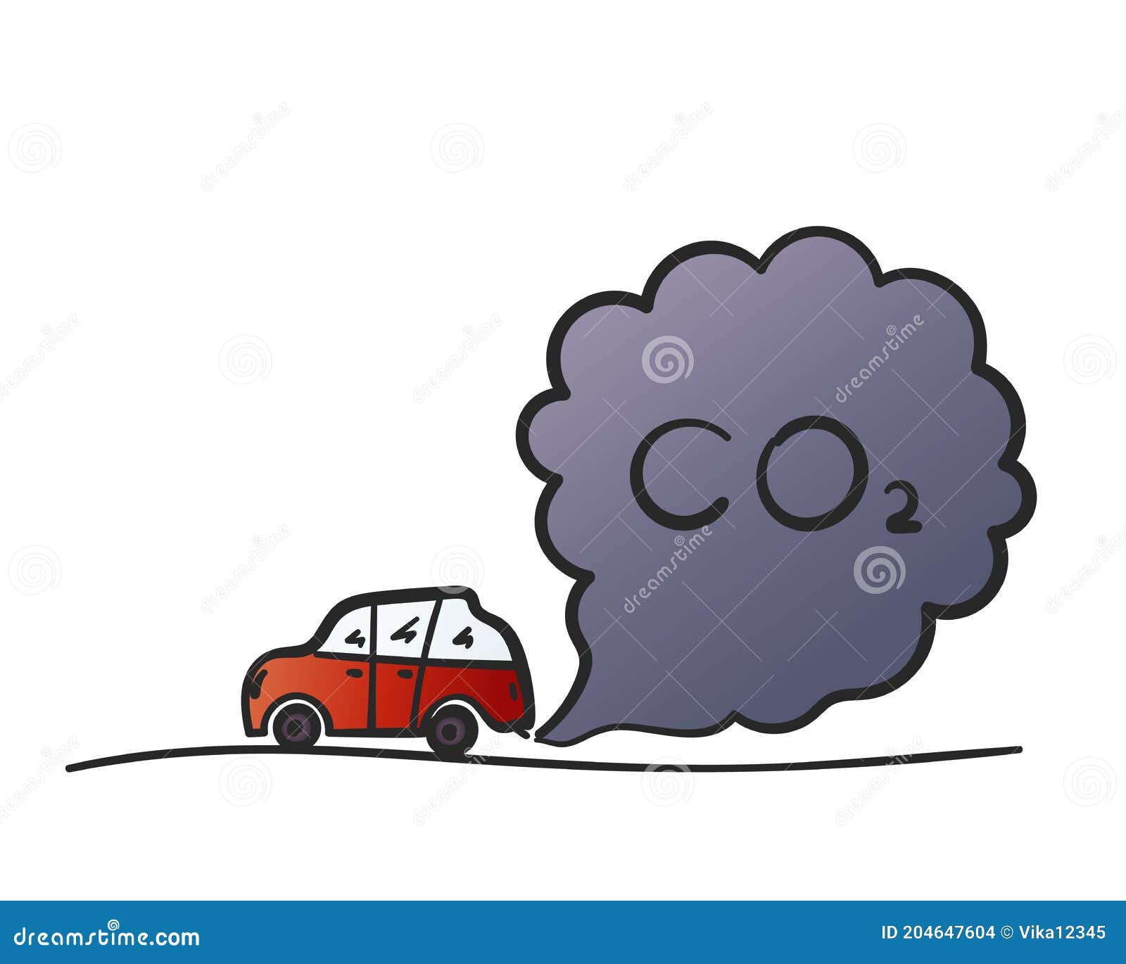 Cartoon Red Car Blowing Exhaust Fumes, Color Doodle CO2 Smoke Cloud from  Automobile into Air Stock Vector - Illustration of exhaust, doodle:  204647604