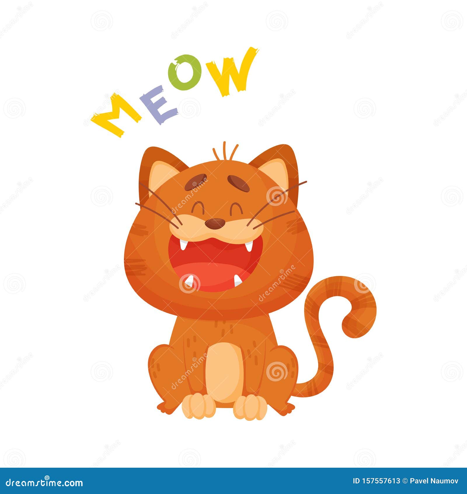 Cartoon Red Cat. Vector Illustration a White Background. Vector - Illustration of child: 157557613