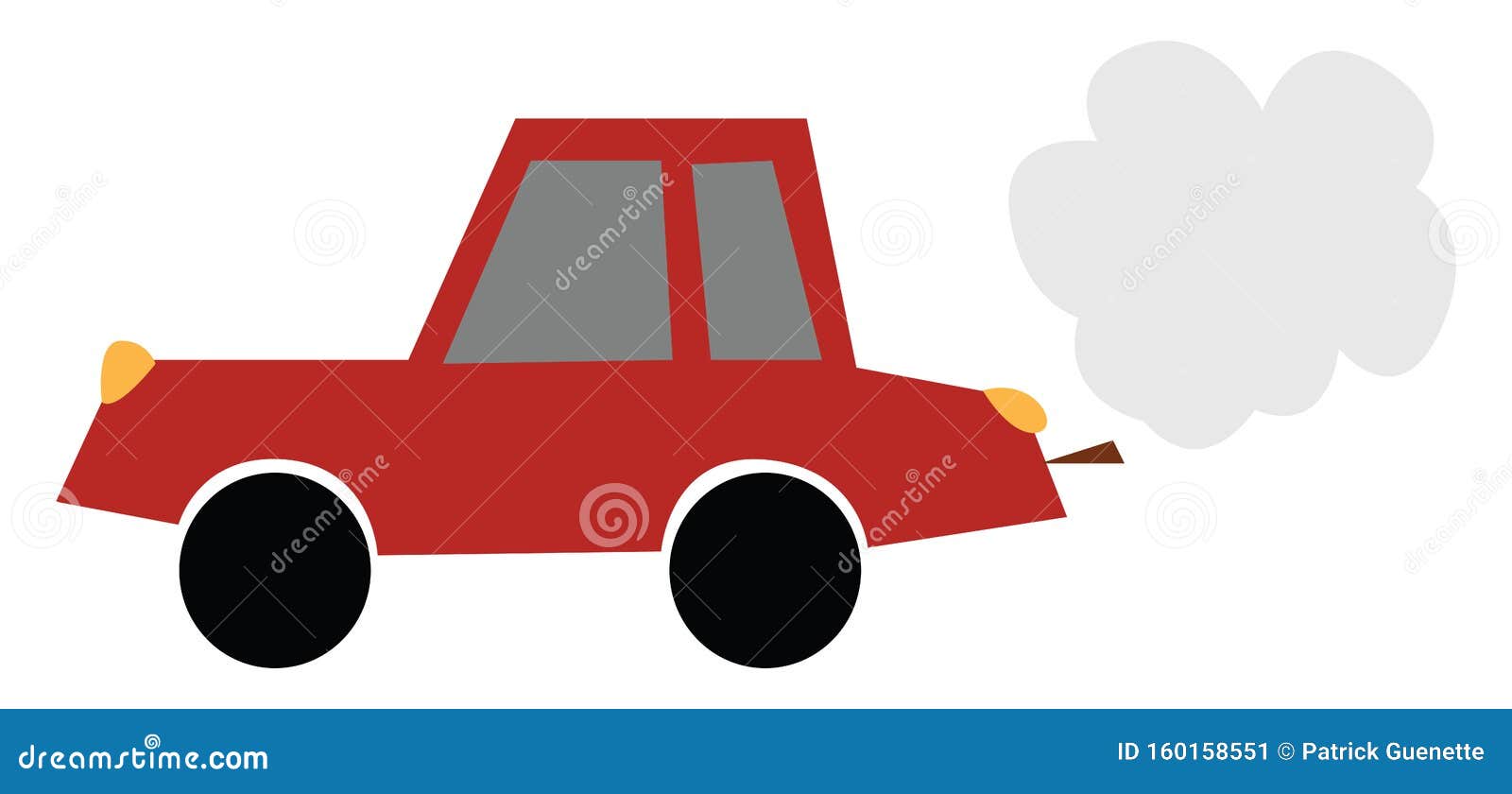 Cartoon Red-colored Car Emitting Smoke Vector or Color Illustration ...