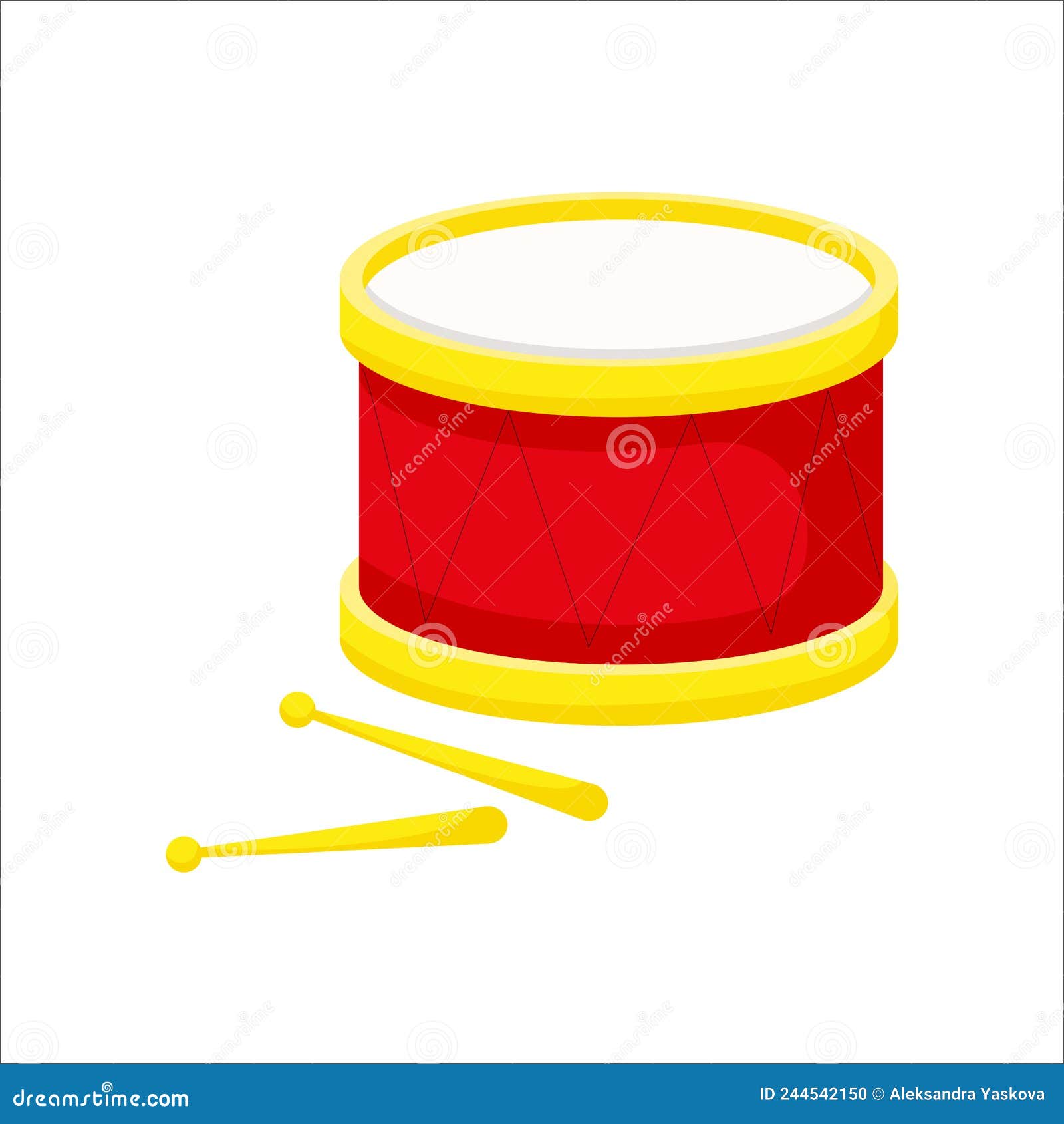 Cartoon Red Drum on White Background Stock Vector Illustration of