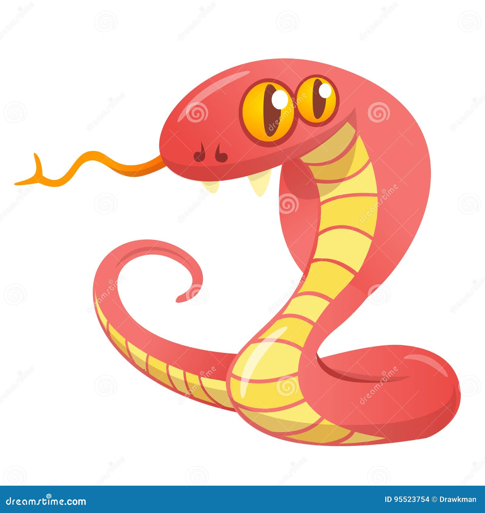 Blue Cobra Snake Cartoon Icon Vector Illustration Stock
