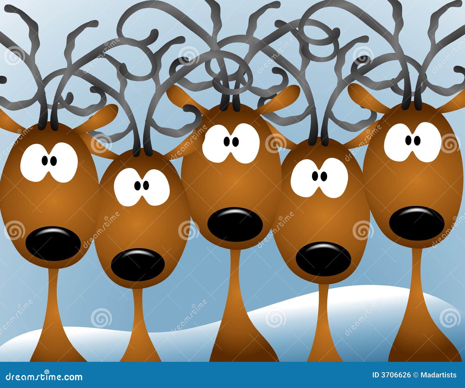 Cartoon Reindeer Christmas Card Stock Illustration - Illustration of