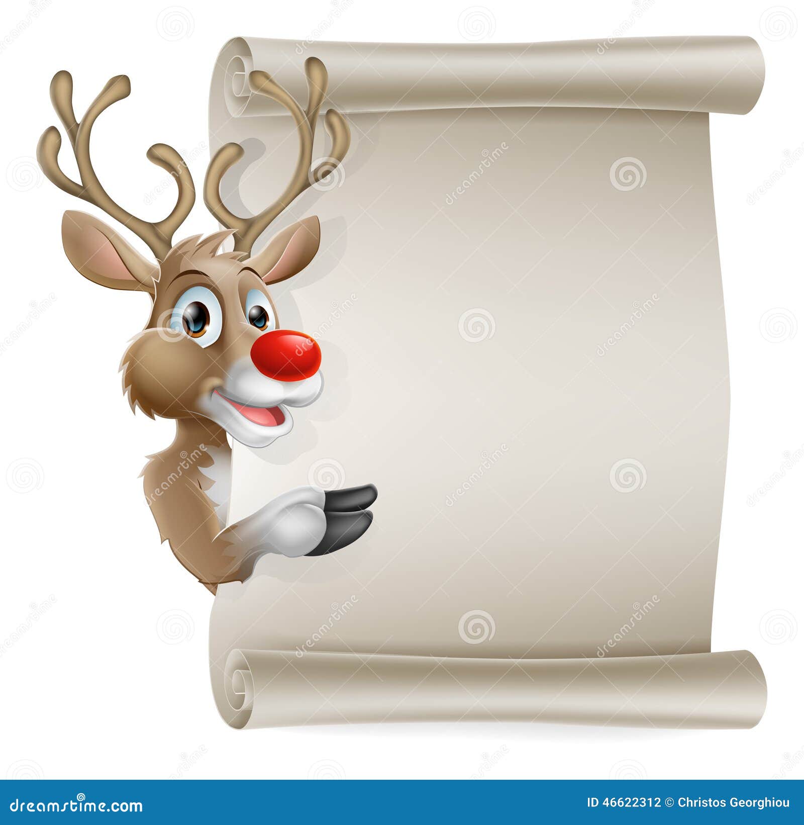 cartoon reindeer scroll sign