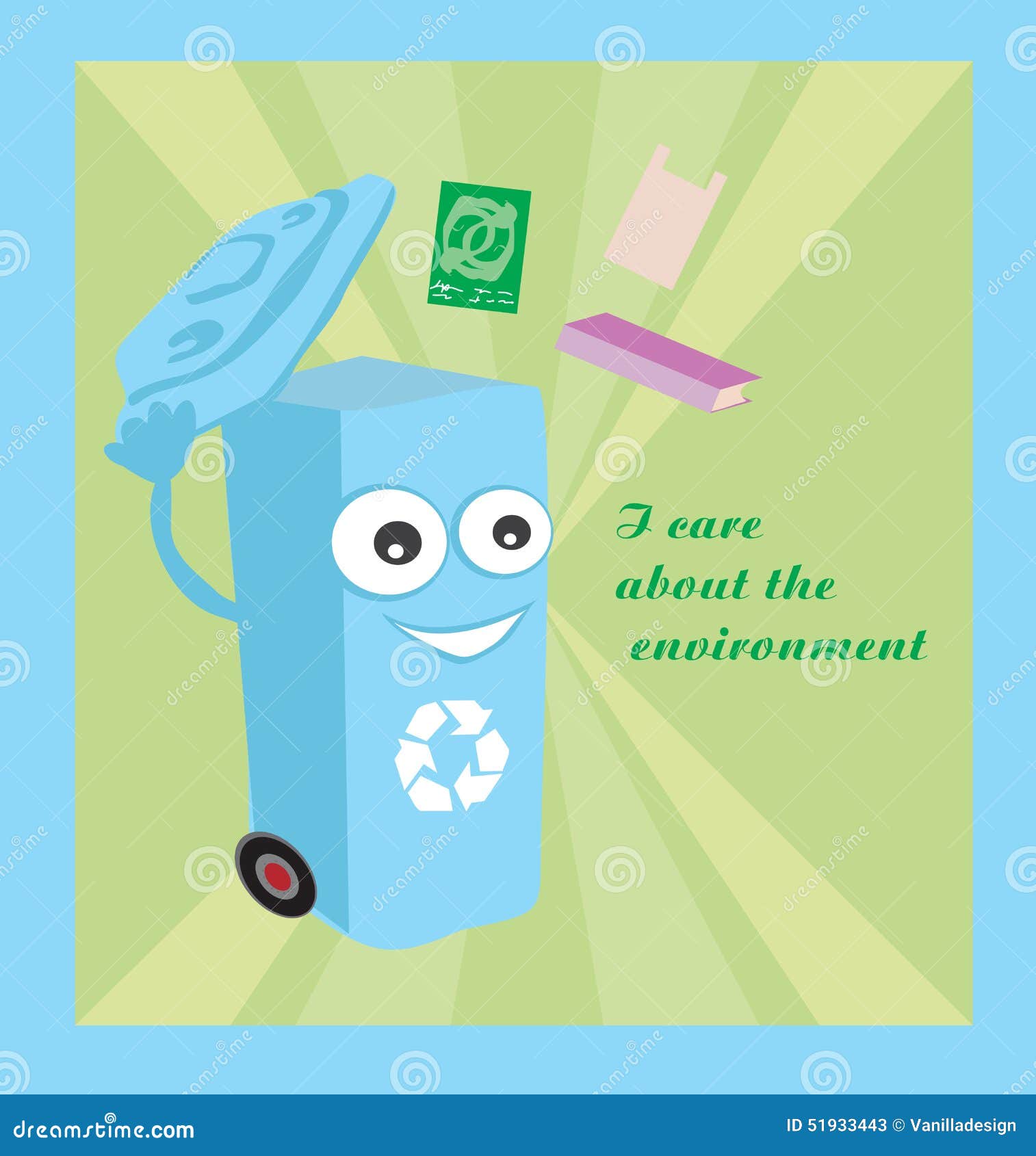 Cartoon Representing A Funny Recycling Bin Stock Vector Illustration