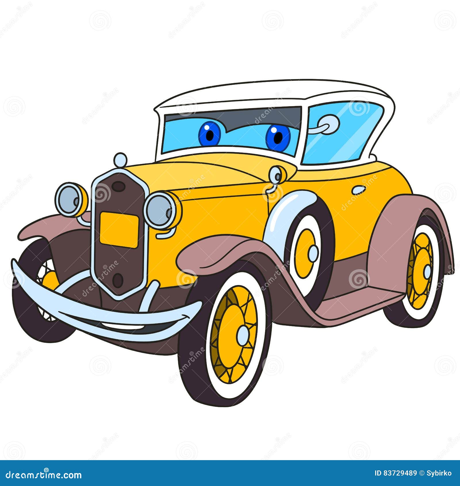 Cartoon retro old car stock vector. Illustration of clipart - 83729489