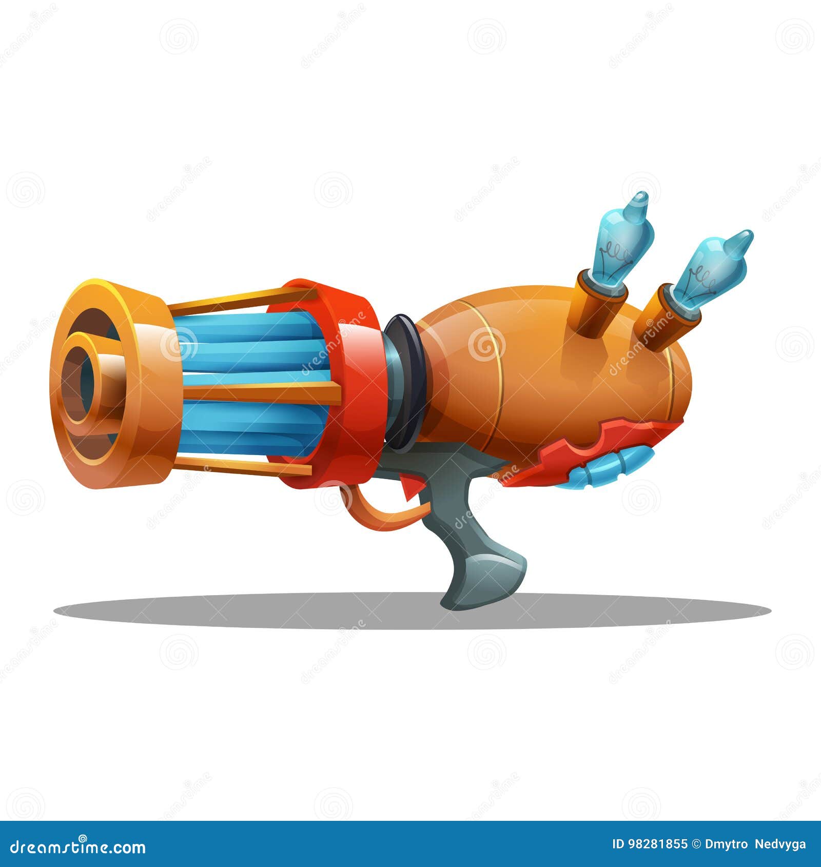 Cartoon Retro Space Blaster Ray Gun Laser Weapon Stock Vector