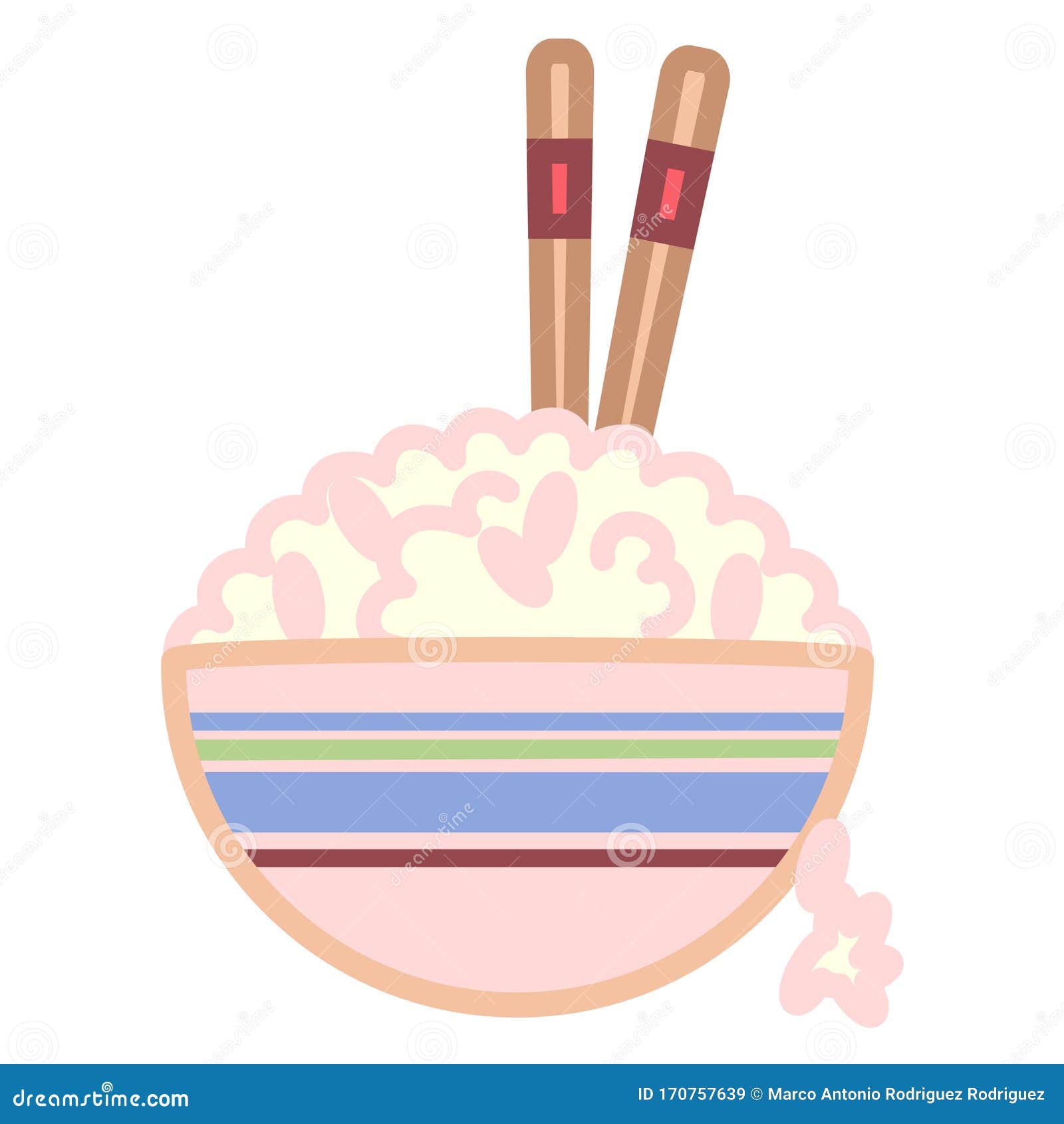 Cartoon Rice Bowl Emoji Icon Isolated Stock Illustration Illustration