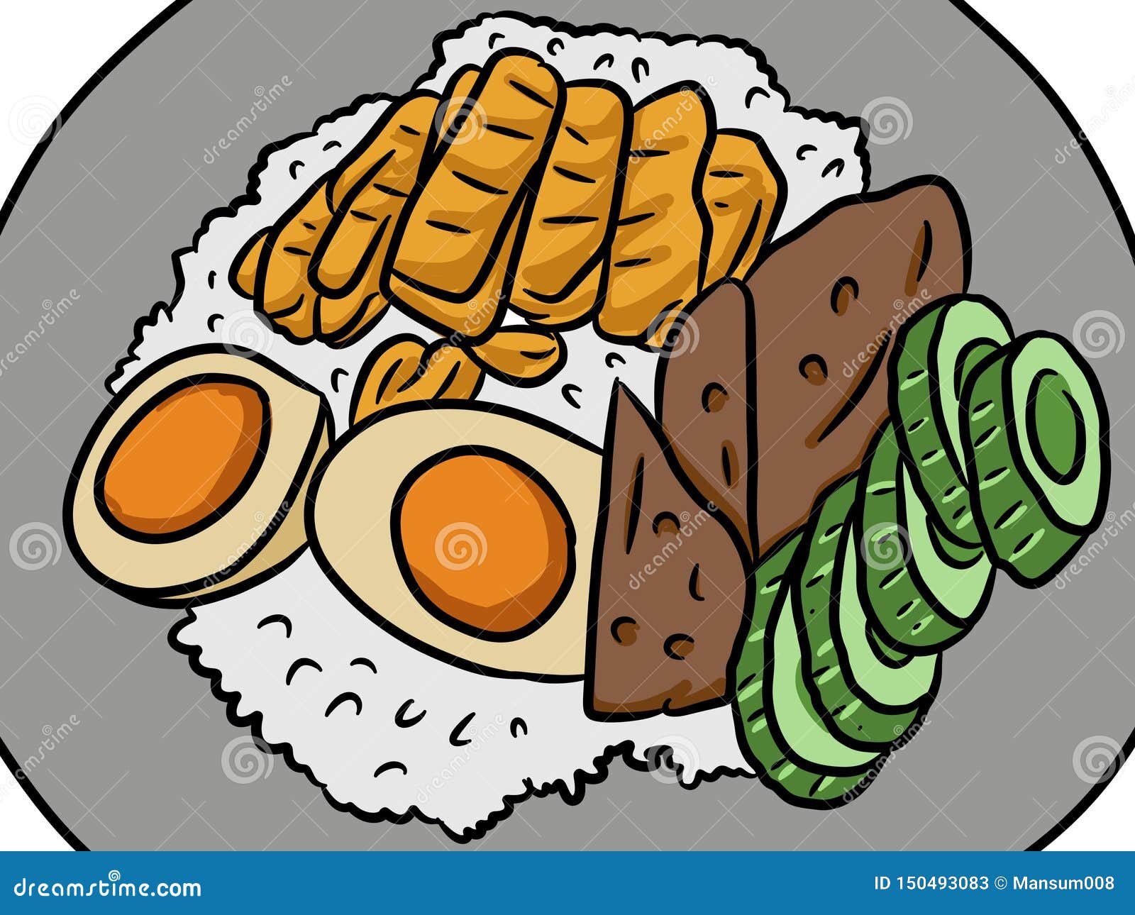 Rice Steamed with Chicken Food Stock Illustration - Illustration of  steamed, food: 150493083