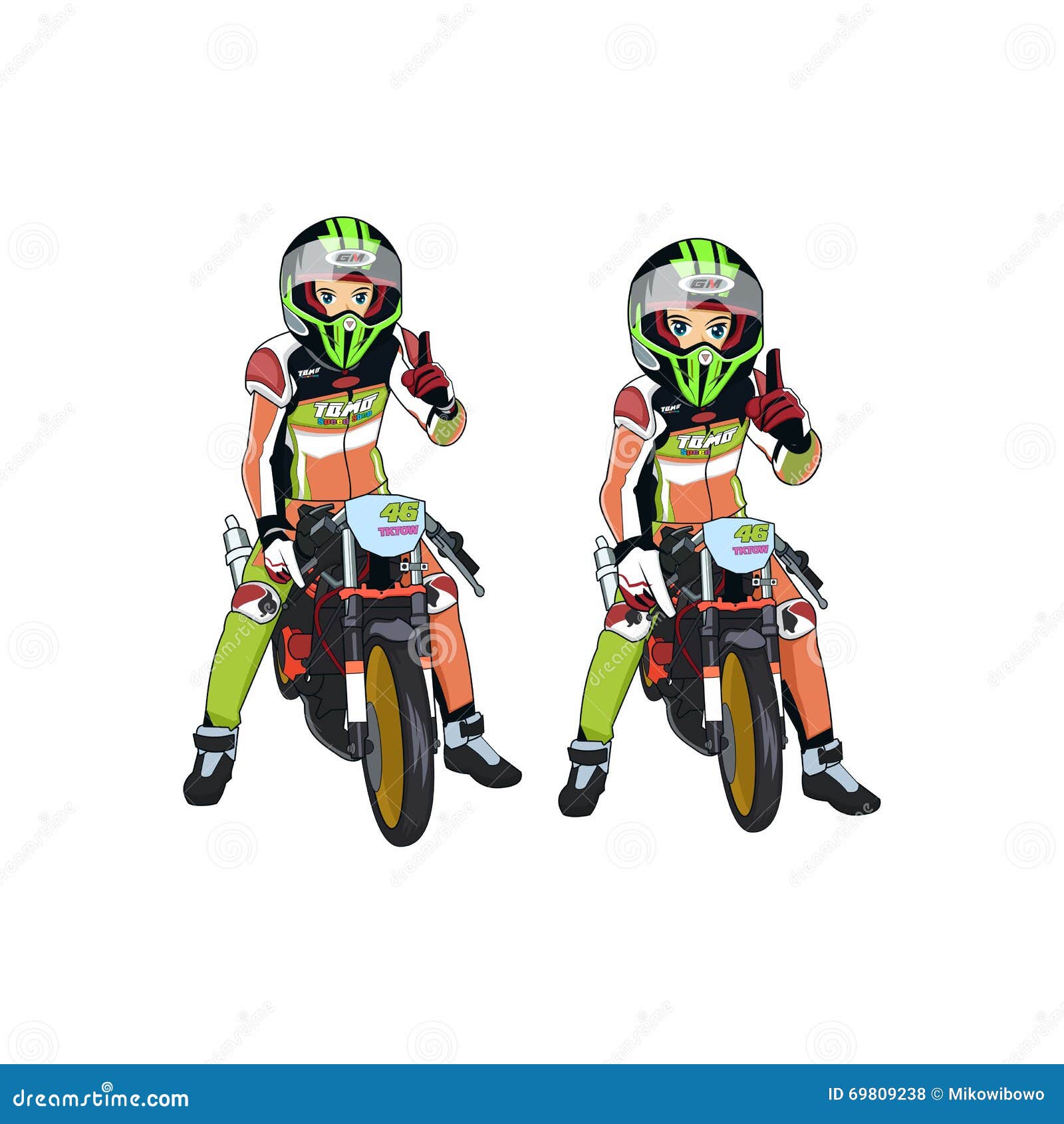 Cartoon Rider Motorcycle Racing Vector Stock Vector Image 69809238