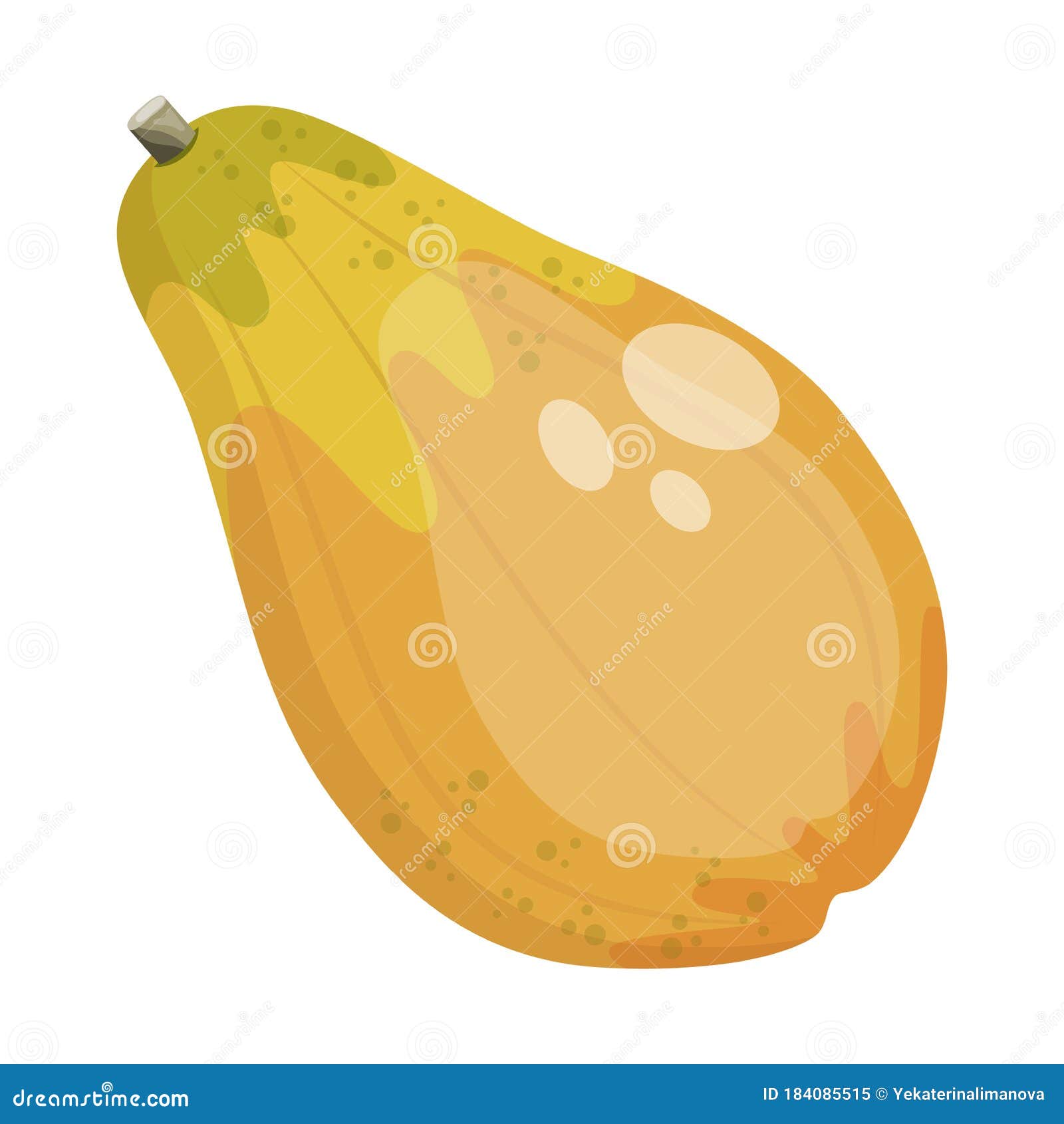 Cartoon Ripe Papaya Fruit, Vector Illustration. Stock Vector