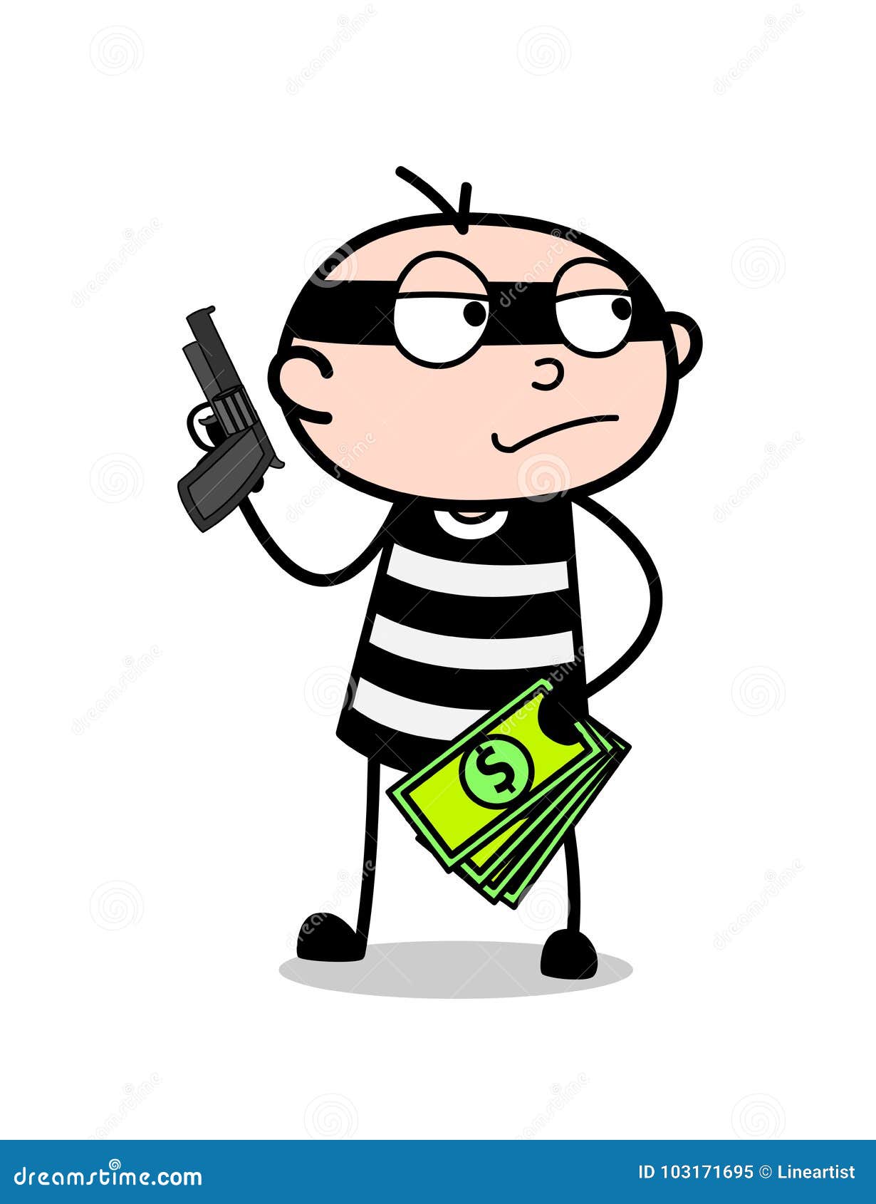 Cartoon Robber with Money and Pistol Stock Illustration - Illustration of  mobster, terrorist: 103171695