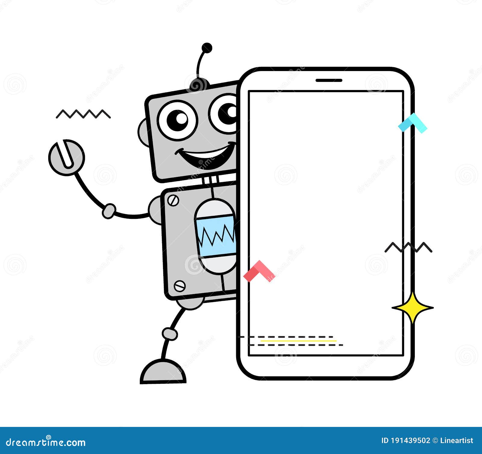 Cartoon Robot with Empty Cell Phone Screen Stock Illustration -  Illustration of screen, empty: 191439502